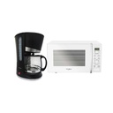 Microondas Whirlpool WM1807W 0.7P³ Color Blanco con Cafetera Sankey CM-1227 1.2Lts 12 Tazas 800W Color Negro