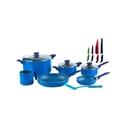 Bateria de Cocina PI0010BTA Picca Lazio 10 piezas Color Azul con Puntos Plateados con Set de Cuchillos Picca PI004SCAM 4 Piezas